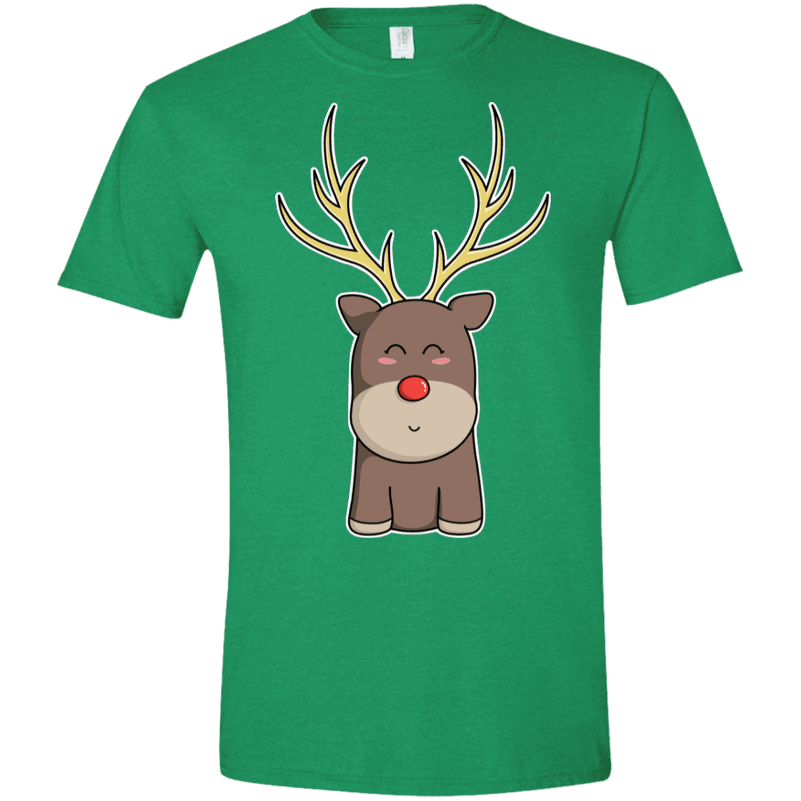 T-Shirts Heather Irish Green / M Kawaii Christmas Reindeer Men's Semi-Fitted Softstyle