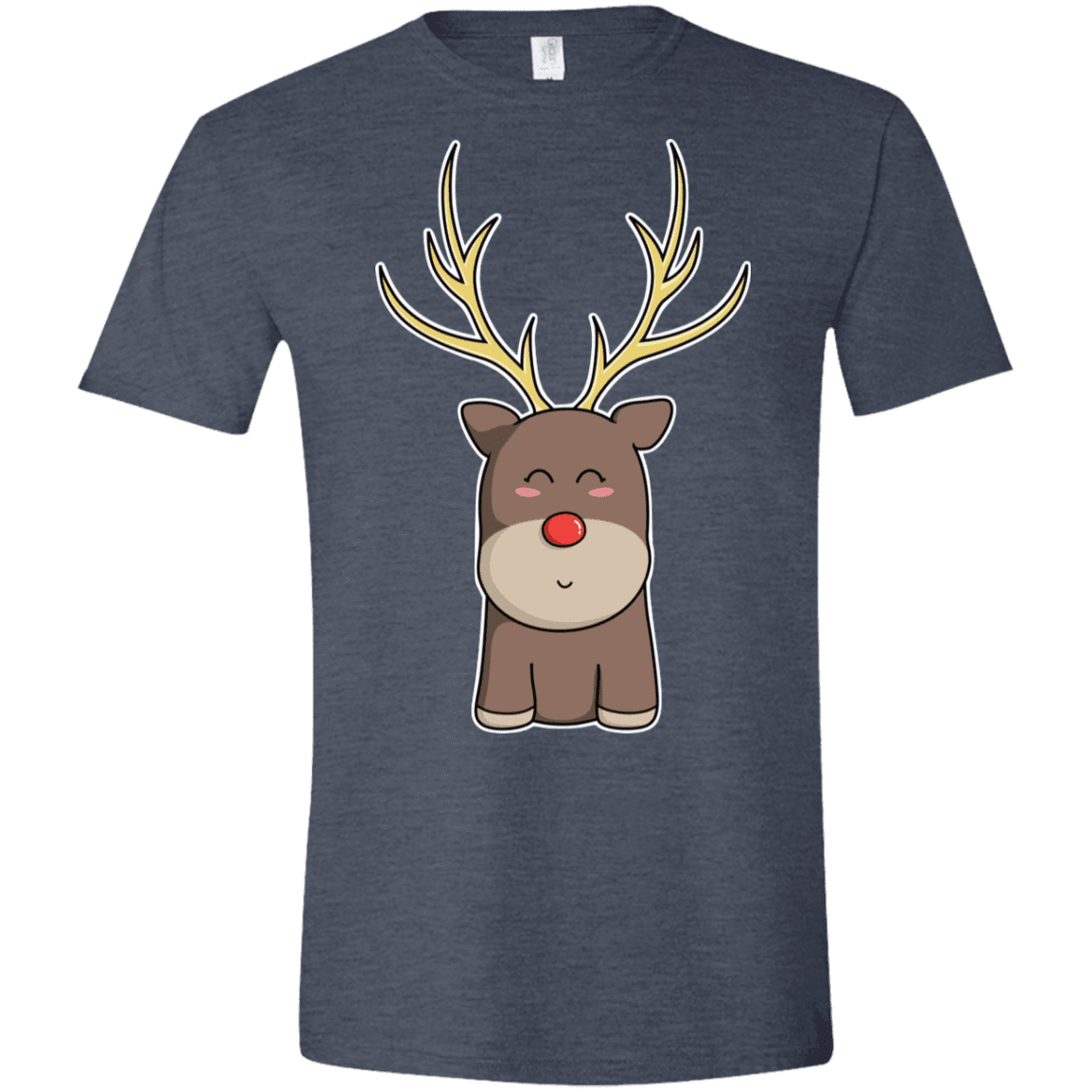 T-Shirts Heather Navy / S Kawaii Christmas Reindeer Men's Semi-Fitted Softstyle