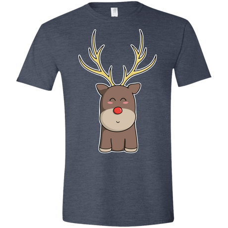 T-Shirts Heather Navy / S Kawaii Christmas Reindeer Men's Semi-Fitted Softstyle