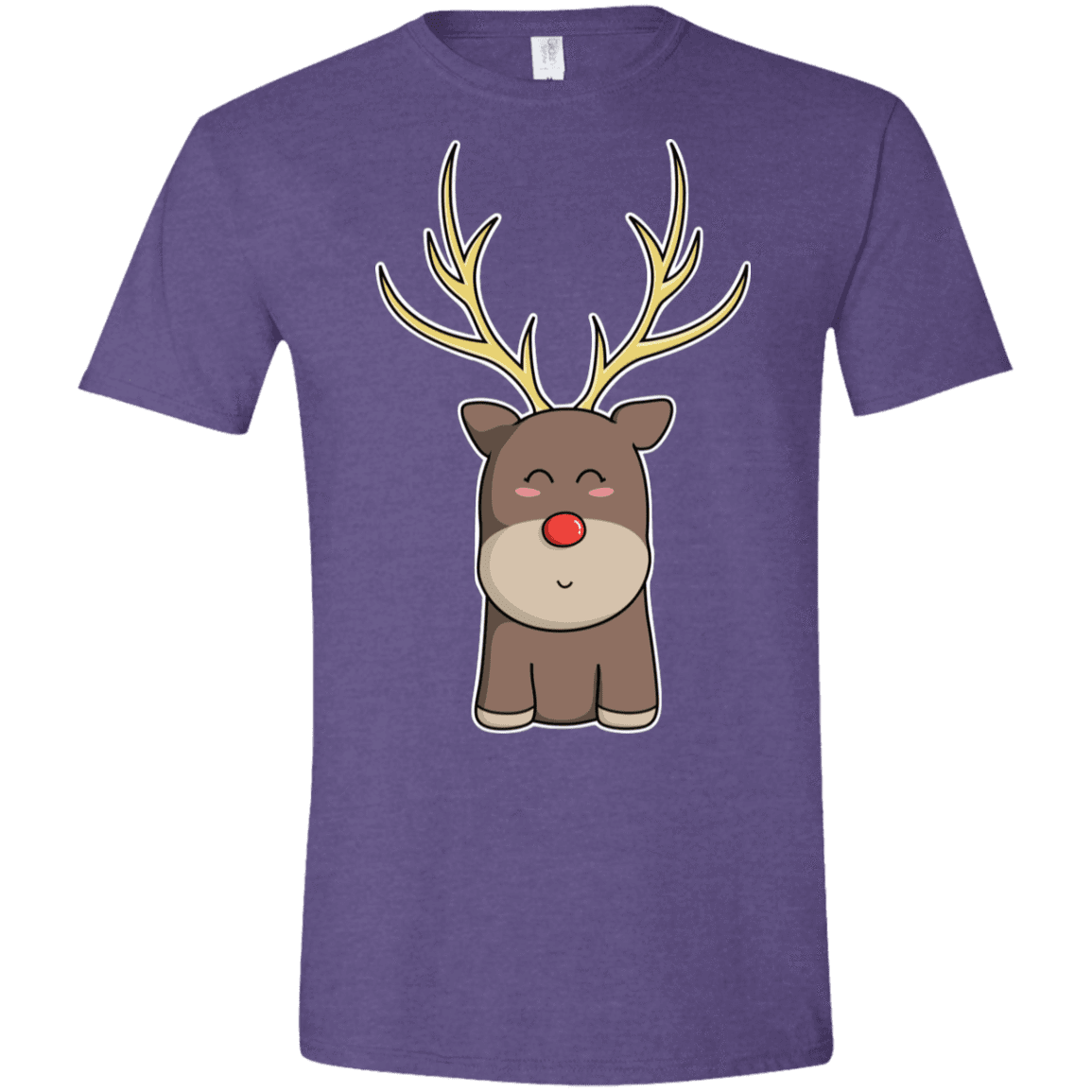 T-Shirts Heather Purple / S Kawaii Christmas Reindeer Men's Semi-Fitted Softstyle