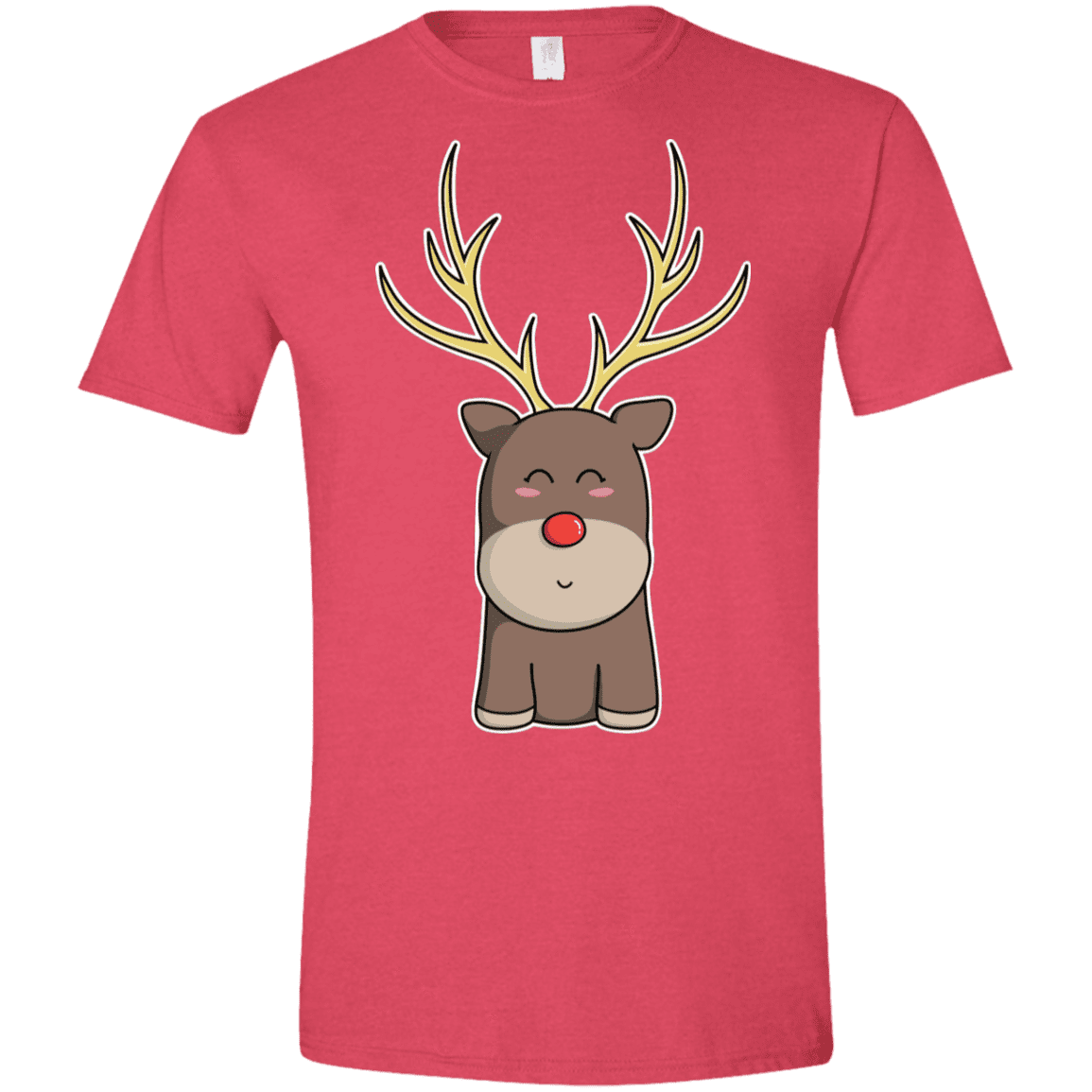 T-Shirts Heather Red / S Kawaii Christmas Reindeer Men's Semi-Fitted Softstyle