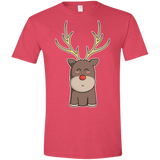 T-Shirts Heather Red / S Kawaii Christmas Reindeer Men's Semi-Fitted Softstyle
