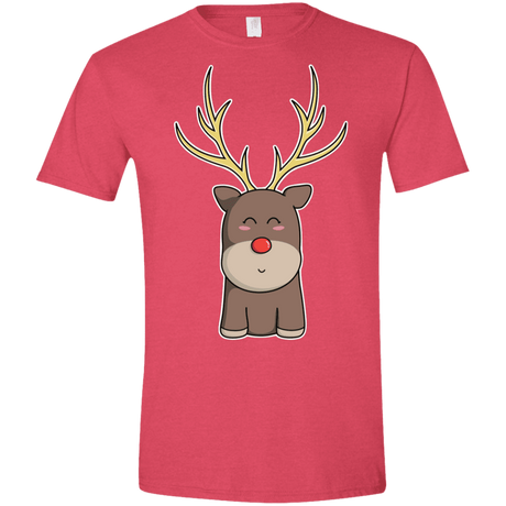 T-Shirts Heather Red / S Kawaii Christmas Reindeer Men's Semi-Fitted Softstyle