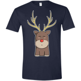 T-Shirts Navy / X-Small Kawaii Christmas Reindeer Men's Semi-Fitted Softstyle