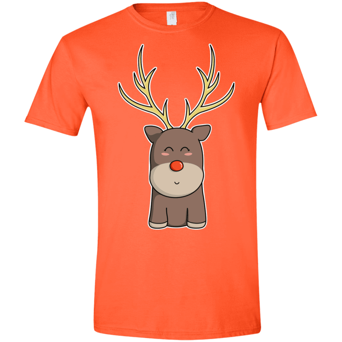 T-Shirts Orange / S Kawaii Christmas Reindeer Men's Semi-Fitted Softstyle
