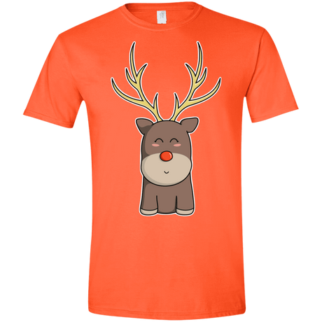 T-Shirts Orange / S Kawaii Christmas Reindeer Men's Semi-Fitted Softstyle