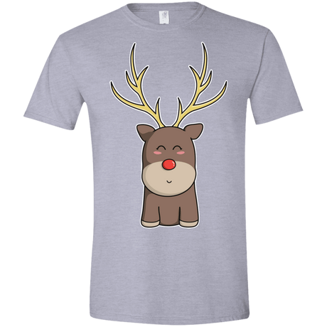 T-Shirts Sport Grey / X-Small Kawaii Christmas Reindeer Men's Semi-Fitted Softstyle