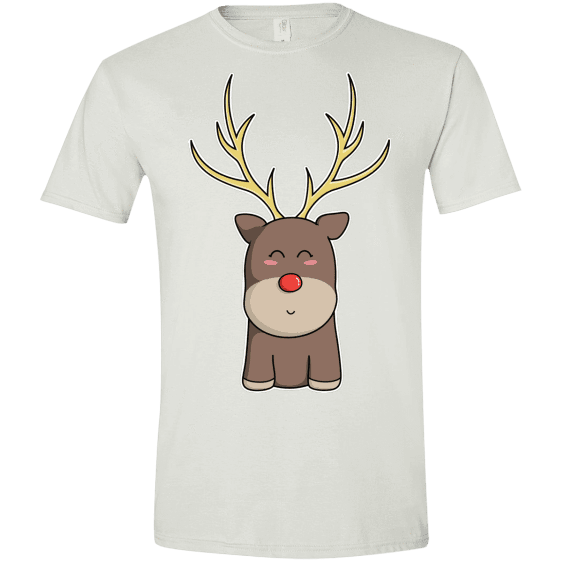 T-Shirts White / X-Small Kawaii Christmas Reindeer Men's Semi-Fitted Softstyle