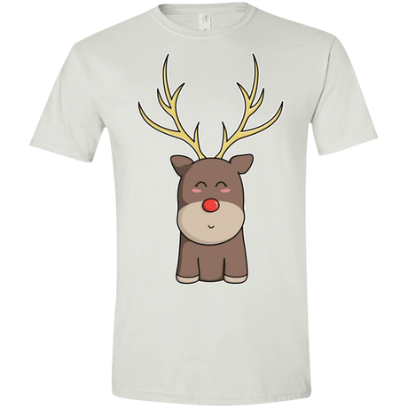 T-Shirts White / X-Small Kawaii Christmas Reindeer Men's Semi-Fitted Softstyle