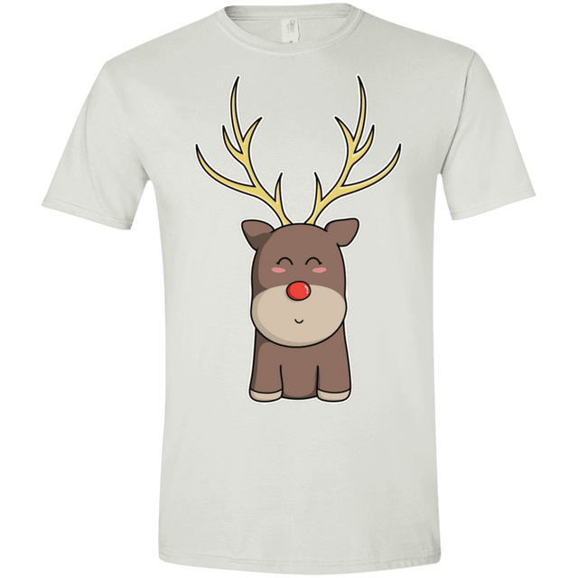 T-Shirts White / X-Small Kawaii Christmas Reindeer Men's Semi-Fitted Softstyle
