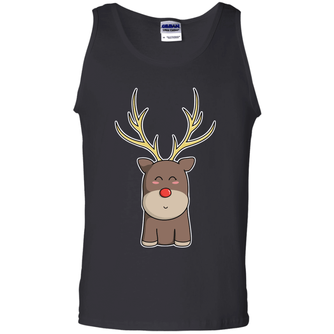 T-Shirts Black / S Kawaii Christmas Reindeer Men's Tank Top