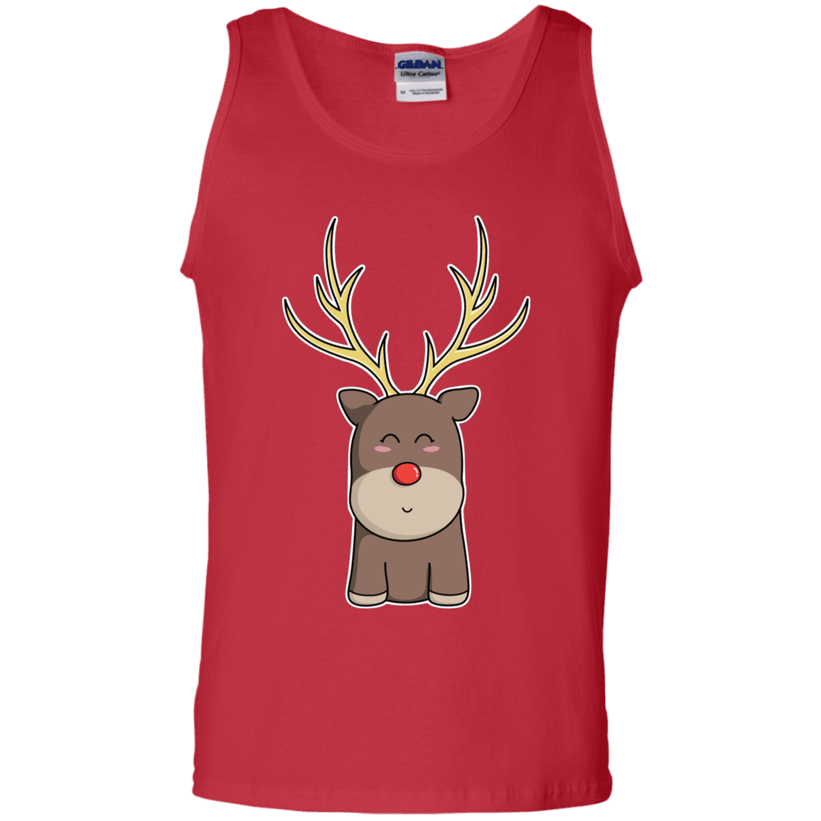 T-Shirts Red / S Kawaii Christmas Reindeer Men's Tank Top