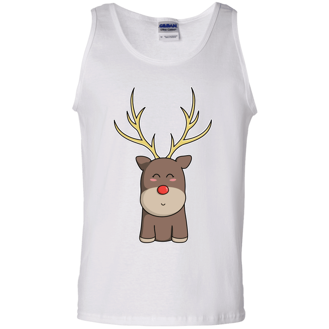 T-Shirts White / S Kawaii Christmas Reindeer Men's Tank Top
