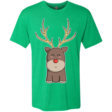 T-Shirts Envy / S Kawaii Christmas Reindeer Men's Triblend T-Shirt