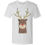 T-Shirts Heather White / S Kawaii Christmas Reindeer Men's Triblend T-Shirt