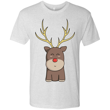 T-Shirts Heather White / S Kawaii Christmas Reindeer Men's Triblend T-Shirt