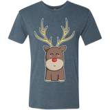 T-Shirts Indigo / S Kawaii Christmas Reindeer Men's Triblend T-Shirt