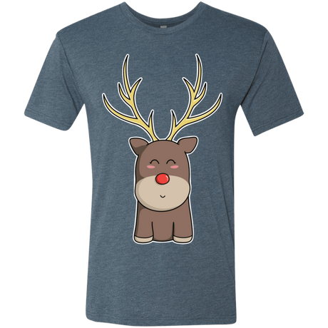 T-Shirts Indigo / S Kawaii Christmas Reindeer Men's Triblend T-Shirt