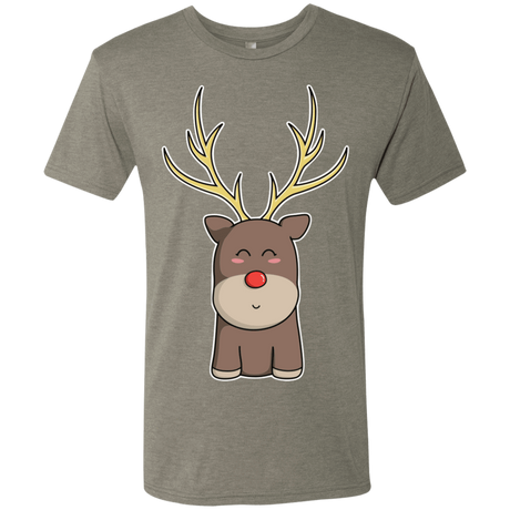 T-Shirts Venetian Grey / S Kawaii Christmas Reindeer Men's Triblend T-Shirt