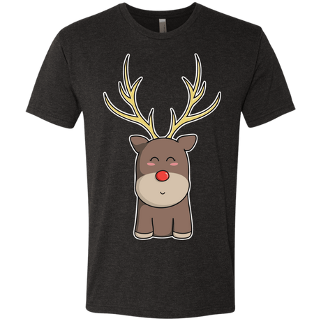 T-Shirts Vintage Black / S Kawaii Christmas Reindeer Men's Triblend T-Shirt
