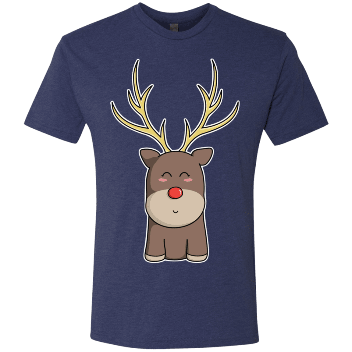 T-Shirts Vintage Navy / S Kawaii Christmas Reindeer Men's Triblend T-Shirt