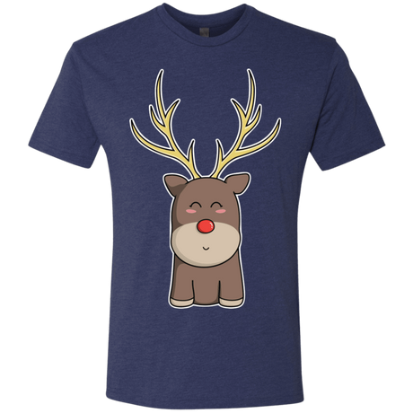 T-Shirts Vintage Navy / S Kawaii Christmas Reindeer Men's Triblend T-Shirt