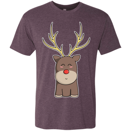 T-Shirts Vintage Purple / S Kawaii Christmas Reindeer Men's Triblend T-Shirt