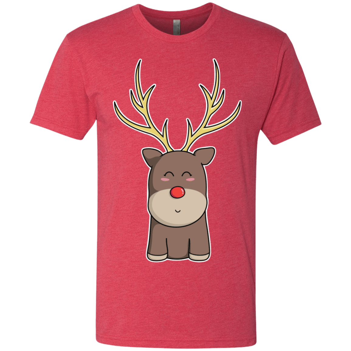 T-Shirts Vintage Red / S Kawaii Christmas Reindeer Men's Triblend T-Shirt