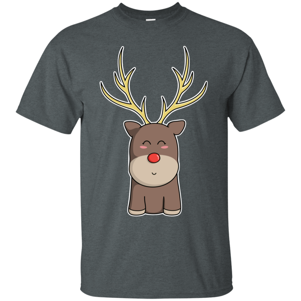 T-Shirts Dark Heather / S Kawaii Christmas Reindeer T-Shirt