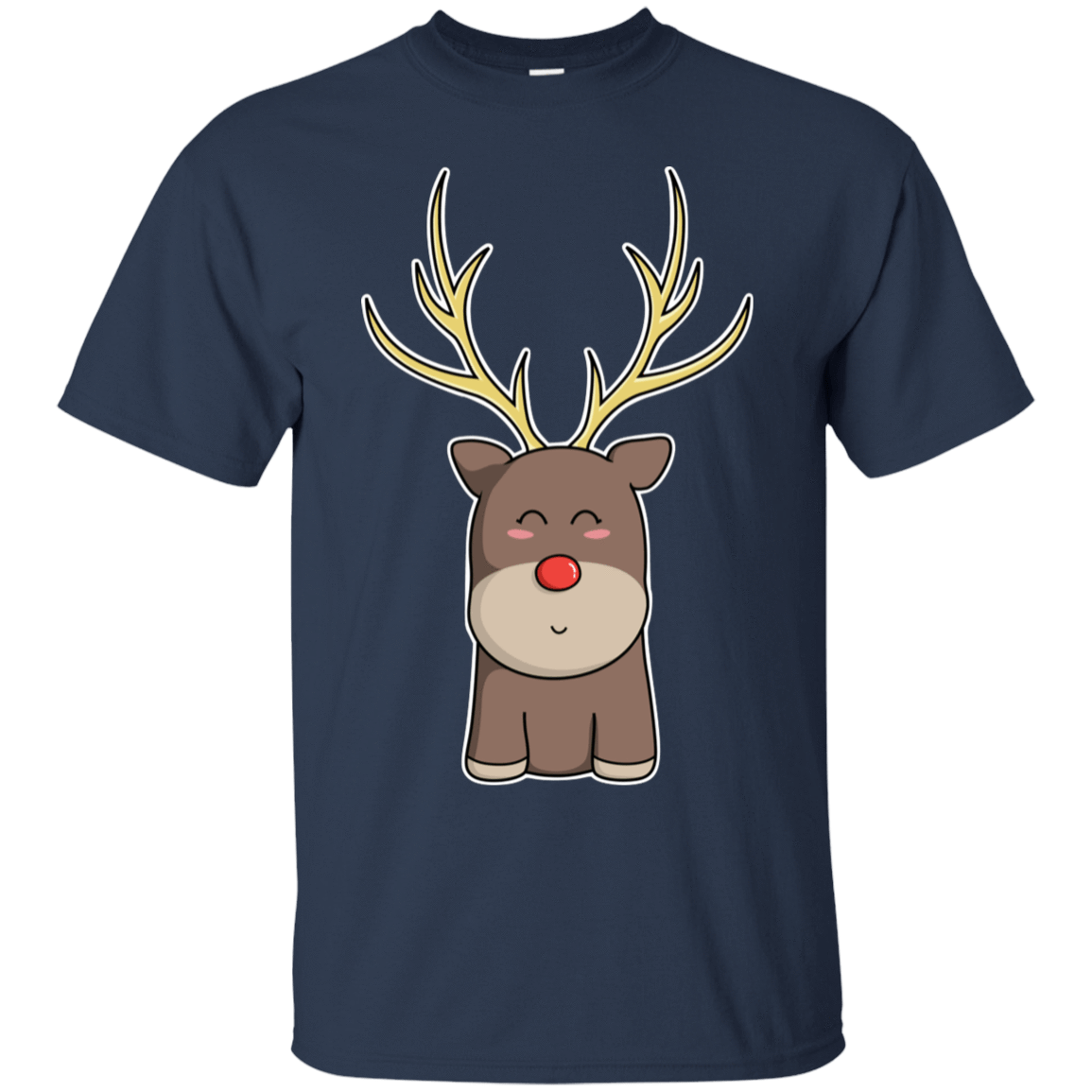 T-Shirts Navy / S Kawaii Christmas Reindeer T-Shirt