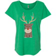 T-Shirts Envy / X-Small Kawaii Christmas Reindeer Triblend Dolman Sleeve