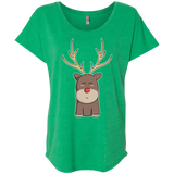 T-Shirts Envy / X-Small Kawaii Christmas Reindeer Triblend Dolman Sleeve
