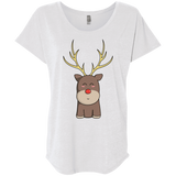 T-Shirts Heather White / X-Small Kawaii Christmas Reindeer Triblend Dolman Sleeve