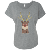 T-Shirts Premium Heather / X-Small Kawaii Christmas Reindeer Triblend Dolman Sleeve