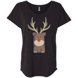 T-Shirts Vintage Black / X-Small Kawaii Christmas Reindeer Triblend Dolman Sleeve