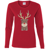 T-Shirts Red / S Kawaii Christmas Reindeer Women's Long Sleeve T-Shirt