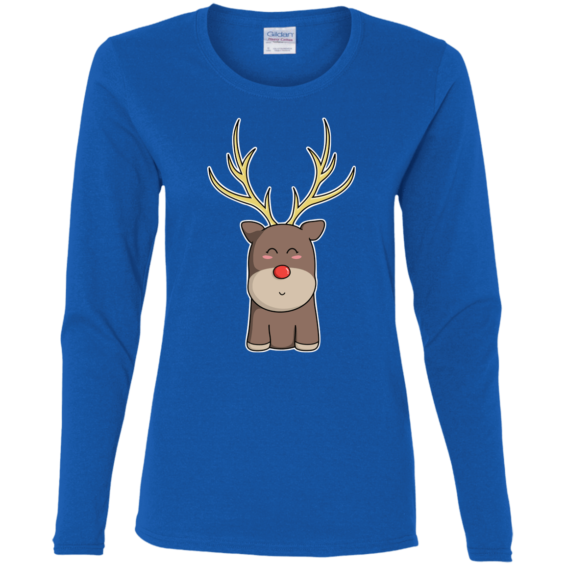 T-Shirts Royal / S Kawaii Christmas Reindeer Women's Long Sleeve T-Shirt