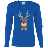 T-Shirts Royal / S Kawaii Christmas Reindeer Women's Long Sleeve T-Shirt