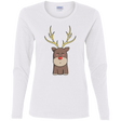 T-Shirts White / S Kawaii Christmas Reindeer Women's Long Sleeve T-Shirt