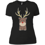 T-Shirts Black / X-Small Kawaii Christmas Reindeer Women's Premium T-Shirt