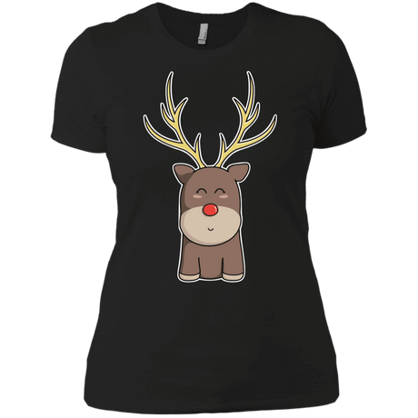 T-Shirts Black / X-Small Kawaii Christmas Reindeer Women's Premium T-Shirt