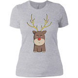T-Shirts Heather Grey / X-Small Kawaii Christmas Reindeer Women's Premium T-Shirt