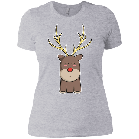 T-Shirts Heather Grey / X-Small Kawaii Christmas Reindeer Women's Premium T-Shirt