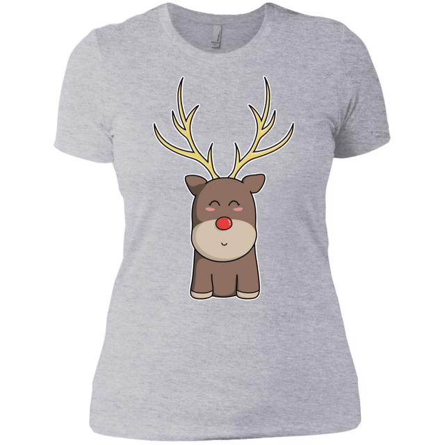T-Shirts Heather Grey / X-Small Kawaii Christmas Reindeer Women's Premium T-Shirt