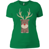 T-Shirts Kelly Green / X-Small Kawaii Christmas Reindeer Women's Premium T-Shirt