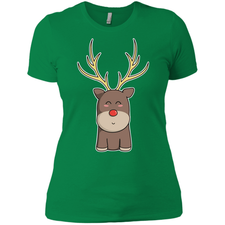 T-Shirts Kelly Green / X-Small Kawaii Christmas Reindeer Women's Premium T-Shirt