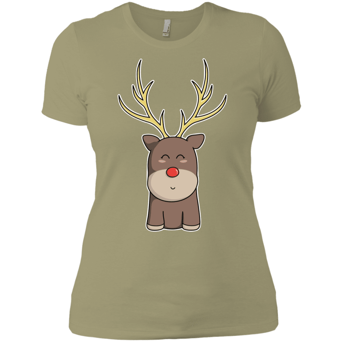 T-Shirts Light Olive / X-Small Kawaii Christmas Reindeer Women's Premium T-Shirt