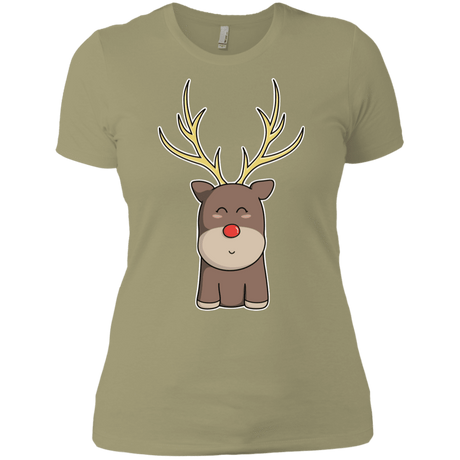 T-Shirts Light Olive / X-Small Kawaii Christmas Reindeer Women's Premium T-Shirt