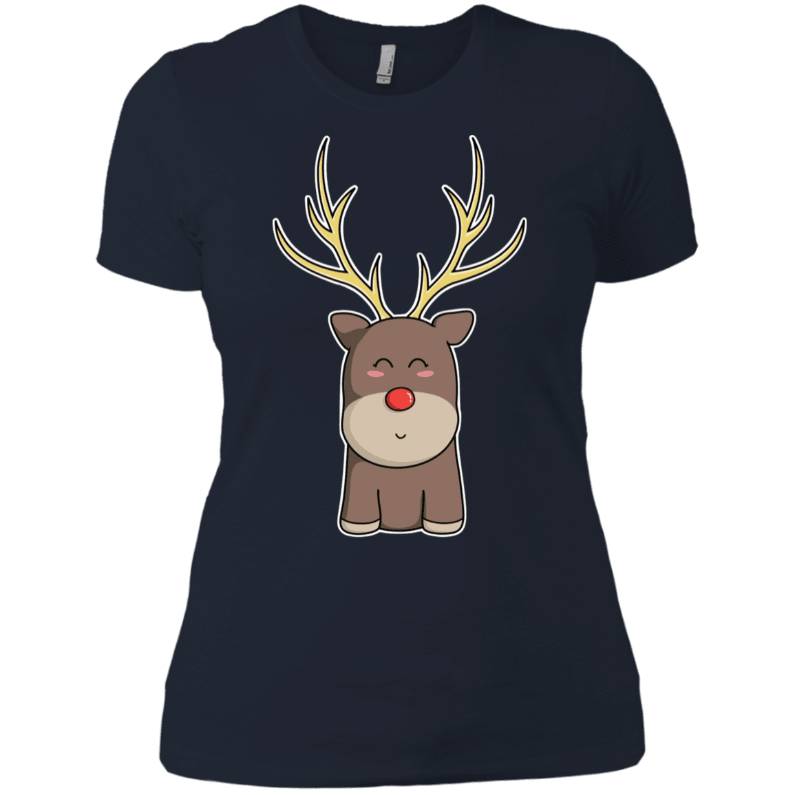 T-Shirts Midnight Navy / X-Small Kawaii Christmas Reindeer Women's Premium T-Shirt