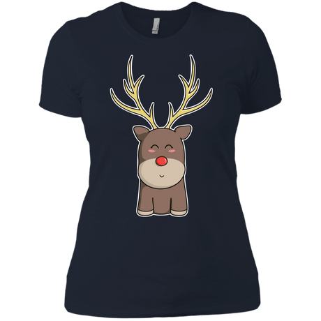 T-Shirts Midnight Navy / X-Small Kawaii Christmas Reindeer Women's Premium T-Shirt